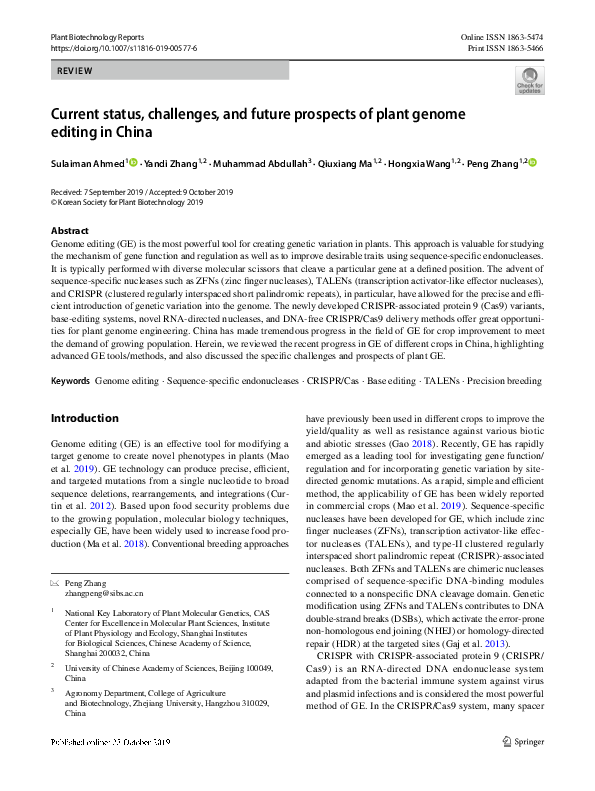 (PDF) Current status, challenges, and future prospects of plant genome ...