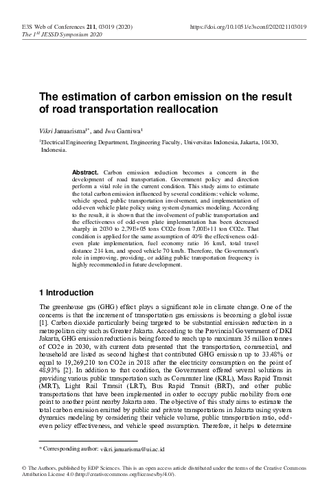 (PDF) The estimation of carbon emission on the result of road ...