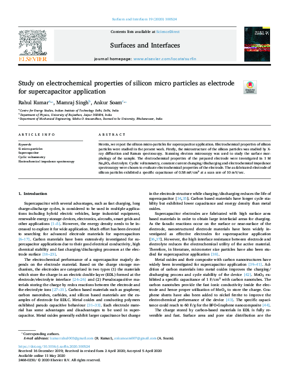 (PDF) Study on electrochemical properties of silicon micro particles as ...