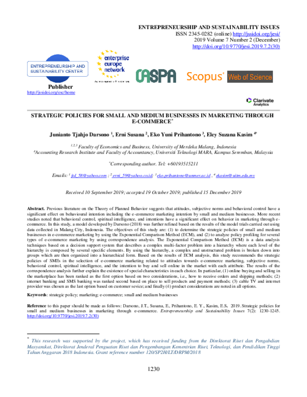 (PDF) Strategic policies for small and medium businesses in marketing ...