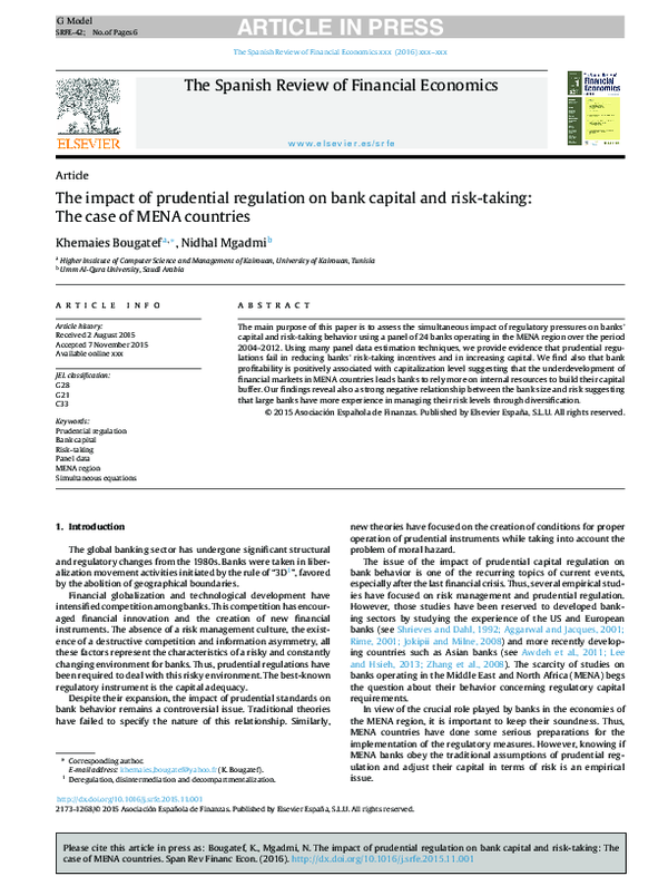(PDF) The impact of prudential regulation on bank capital and risk ...