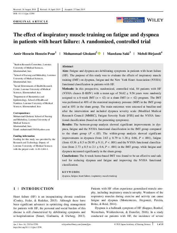 (PDF) The effect of inspiratory muscle training on fatigue and dyspnea ...