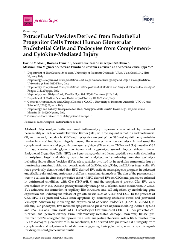 (PDF) Extracellular Vesicles derived from Endothelial Progenitor Cells ...