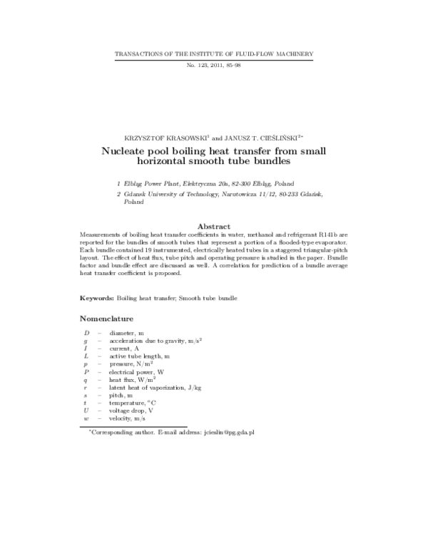 (PDF) Nucleate pool boiling heat transfer from small horizontal smooth ...