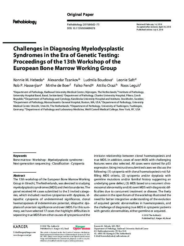 (PDF) Challenges in Diagnosing Myelodysplastic Syndromes in the Era of ...