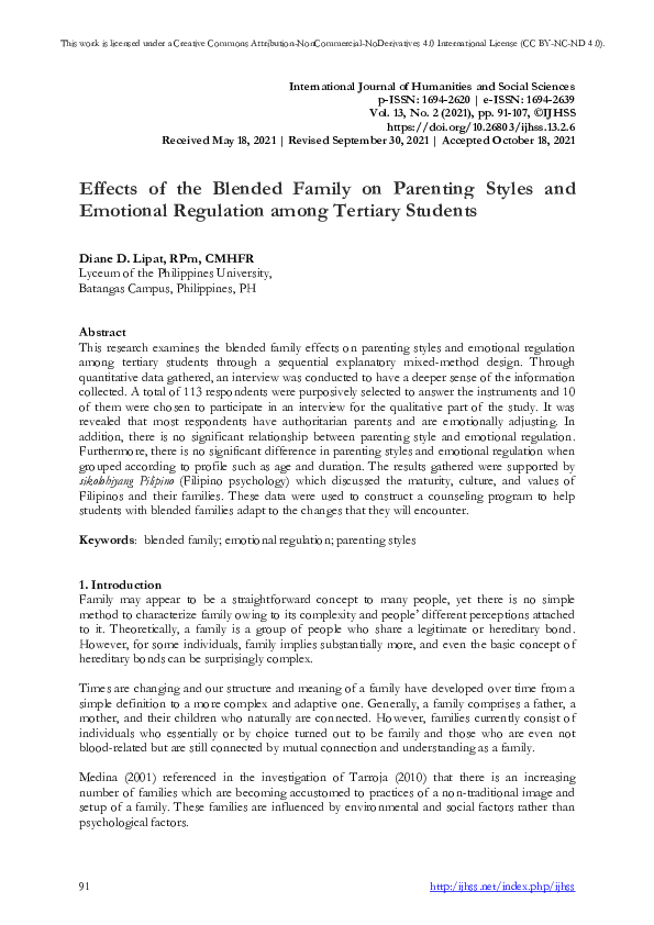 (PDF) Effects of the Blended Family on Parenting Styles and Emotional ...