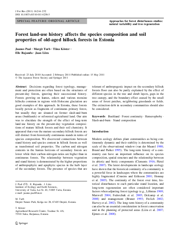 (PDF) Forest land-use history affects the species composition and soil ...