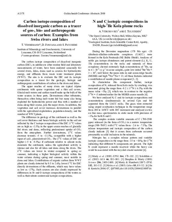 (PDF) Carbon isotope composition of dissolved inorganic carbon as a ...
