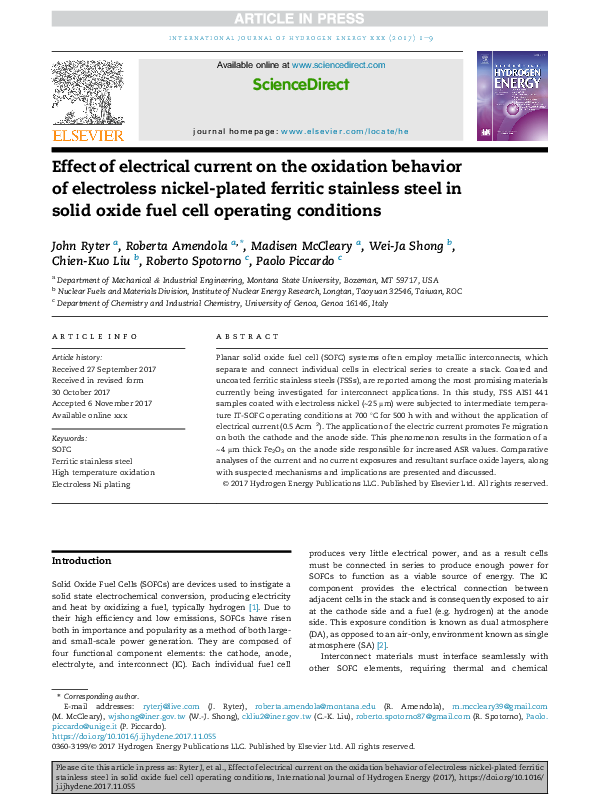 (PDF) Effect of electrical current on the oxidation behavior of ...