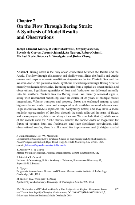 (PDF) On the Flow Through Bering Strait: A Synthesis of Model Results ...