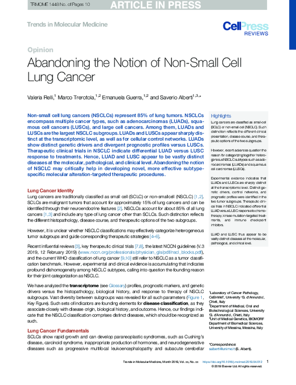(PDF) Abandoning the Notion of Non-Small Cell Lung Cancer