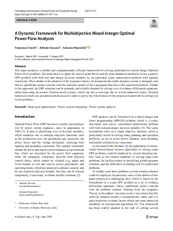 (PDF) A Dynamic Framework for Multiobjective Mixed-Integer Optimal ...