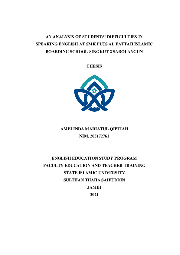  pdf an analysis of students difficulties in speaking english at smk