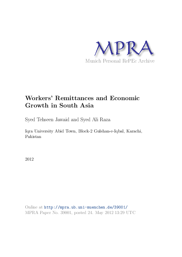 (PDF) Effects of Workers' Remittances and its Volatility on Economic ...