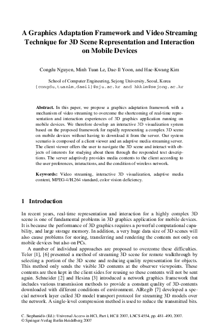 (PDF) A Graphics Adaptation Framework and Video Streaming Technique for ...