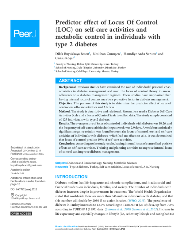 (PDF) Predictor effect of Locus Of Control (LOC) on self-care ...