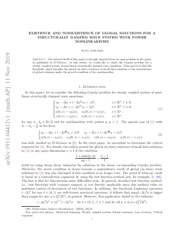 (PDF) Existence and nonexistence of global solutions for a structurally ...
