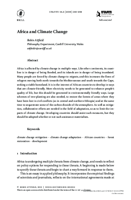 (PDF) Africa and Climate Change