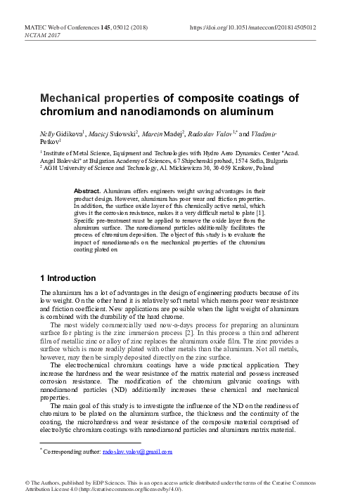 (PDF) Mechanical properties of composite coatings of chromium and ...
