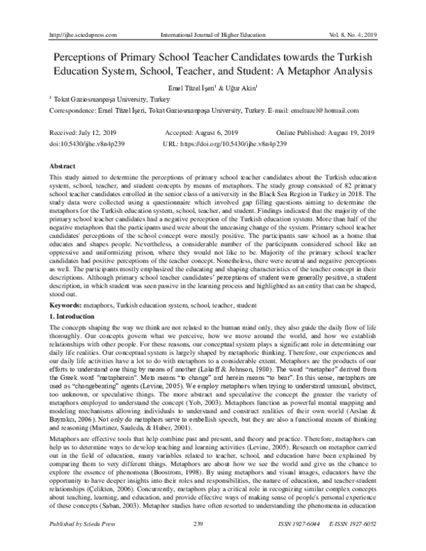 (PDF) Perceptions of Primary School Teacher Candidates towards the ...