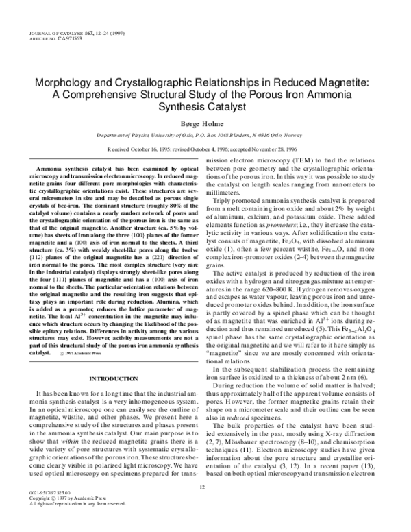(PDF) Morphology and Crystallographic Relationships in Reduced ...