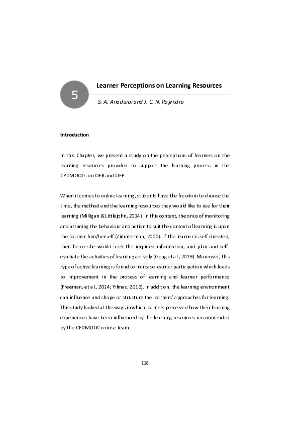 (PDF) Learner Perceptions on Learning Resources