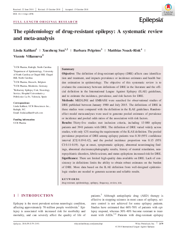 (PDF) The epidemiology of drug-resistant epilepsy: A systematic review ...