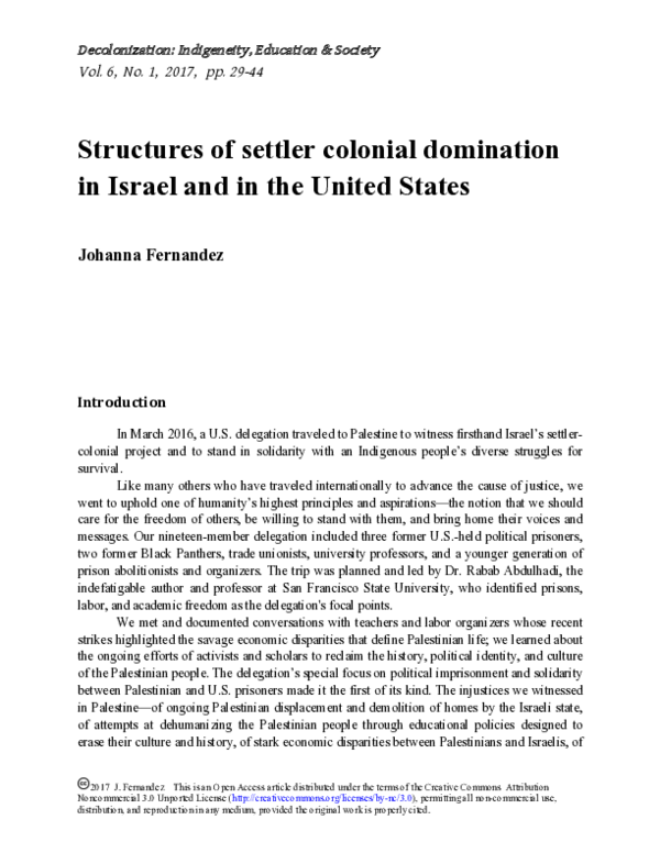 (PDF) Structures of settler colonial domination in Israel and in the