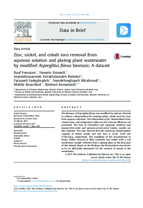 (PDF) Zinc, nickel, and cobalt ions removal from aqueous solution and ...