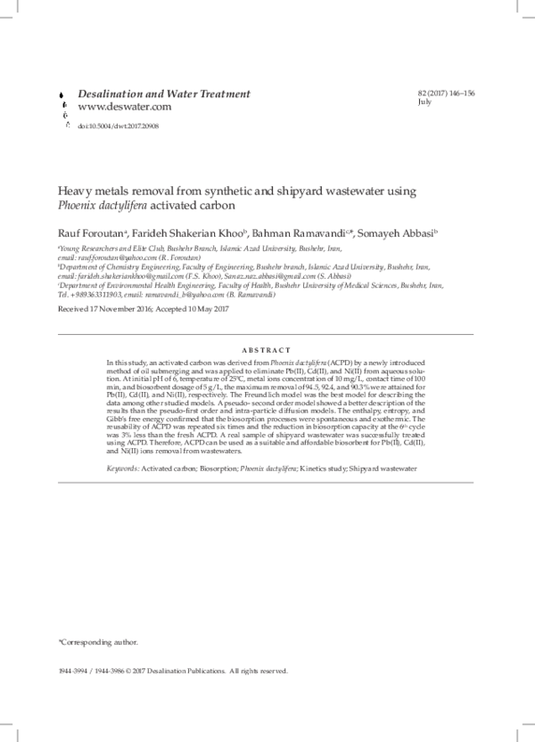 (PDF) Heavy metals removal from synthetic and shipyard wastewater using ...