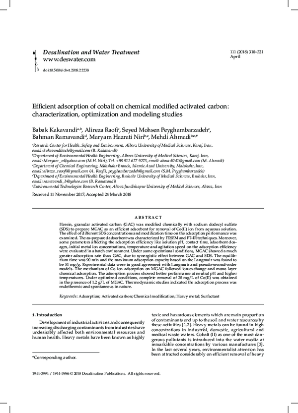 (PDF) Efficient adsorption of cobalt on chemical modified activated ...