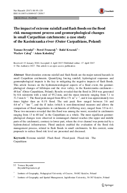 (PDF) The impact of extreme rainfall and flash floods on the flood risk ...