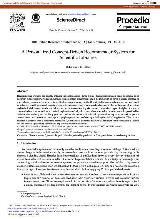 (PDF) A Personalized Concept-driven Recommender System for Scientific ...