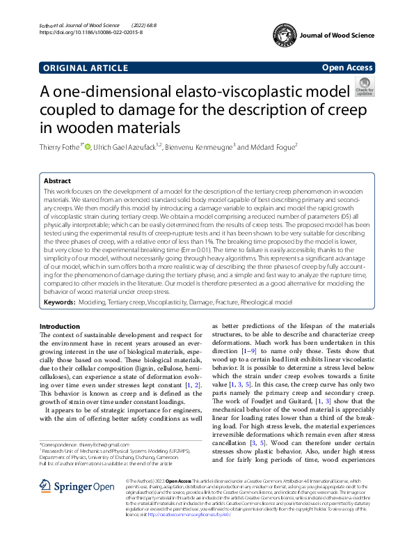 (PDF) A one-dimensional elasto-viscoplastic model coupled to damage for ...