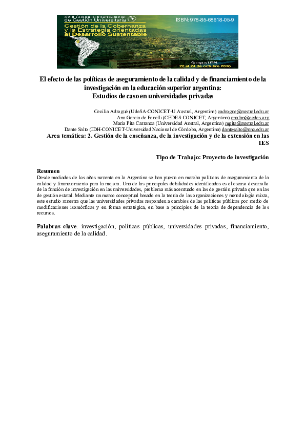 (PDF) El efecto de las políticas de aseguramiento de la calidad y de ...