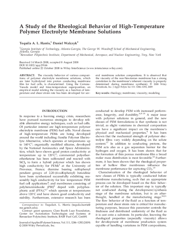 (PDF) A study of the rheological behavior of high-temperature polymer ...
