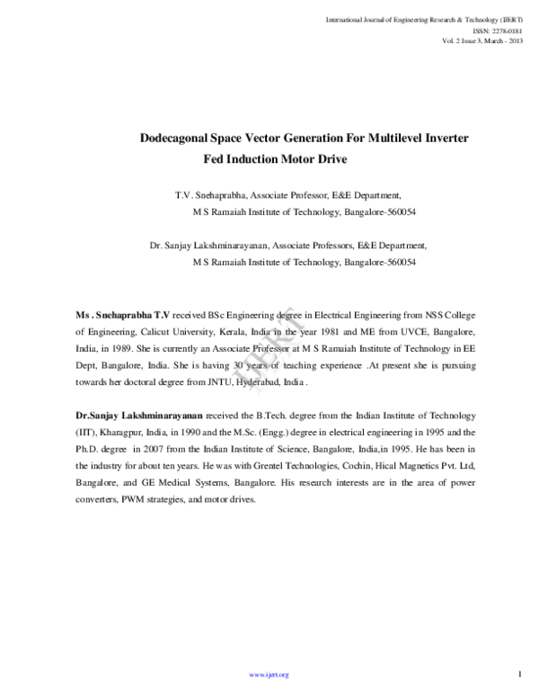 (PDF) Dodecagonal Space Vector Generation For Multilevel Inverter Fed ...