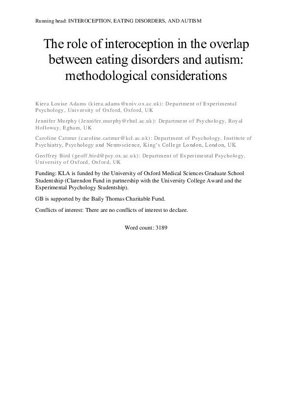 (PDF) The role of interoception in the overlap between eating disorders ...