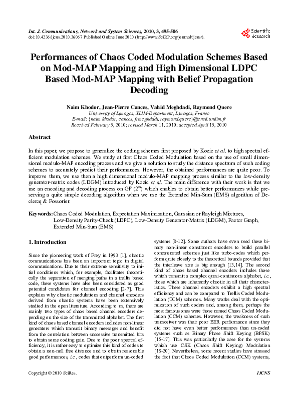 (PDF) Performances of Chaos Coded Modulation Schemes Based on Mod-MAP ...