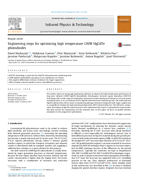 (PDF) Engineering steps for optimizing high temperature LWIR HgCdTe ...