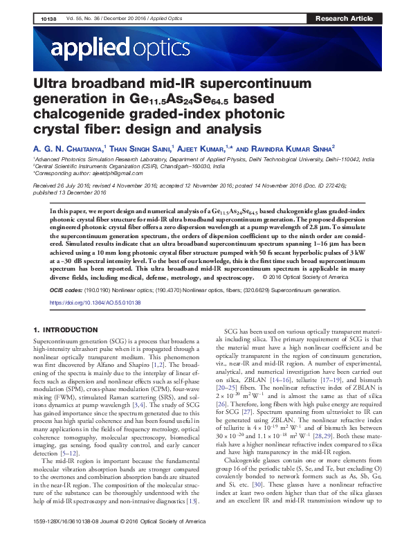 (PDF) Ultra broadband mid-IR supercontinuum generation in Ge_115As_24Se ...