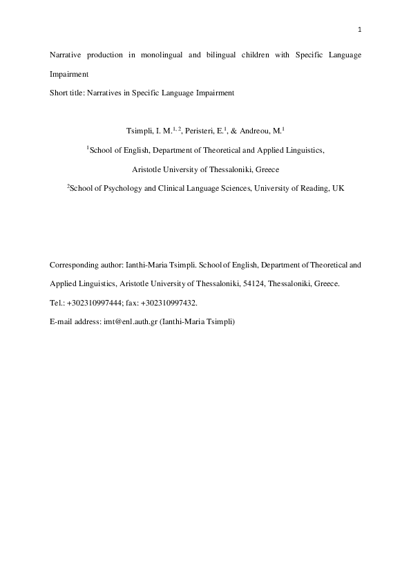 (PDF) Narrative production in monolingual and bilingual children with ...
