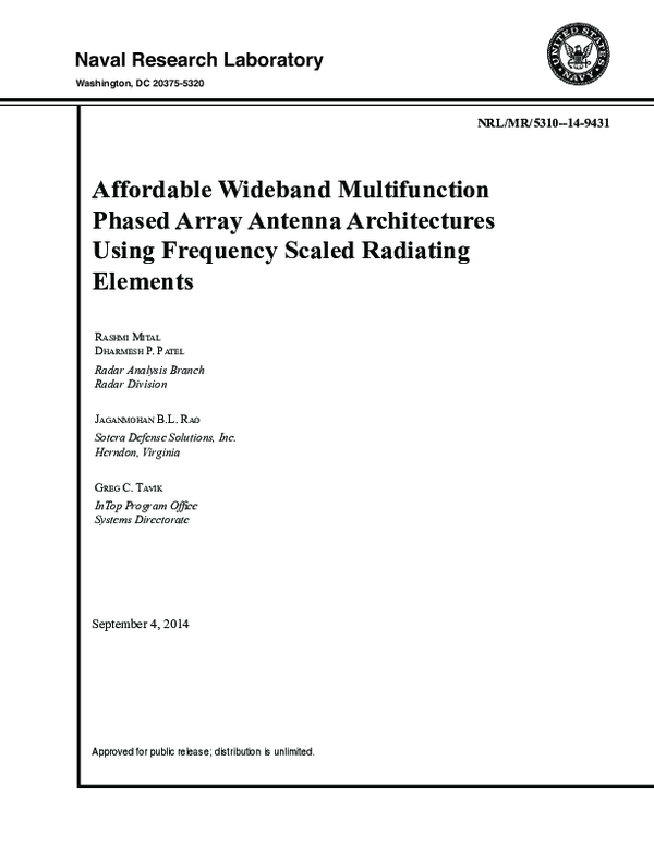 (PDF) Affordable Wideband Multifunction Phased Array Antenna ...