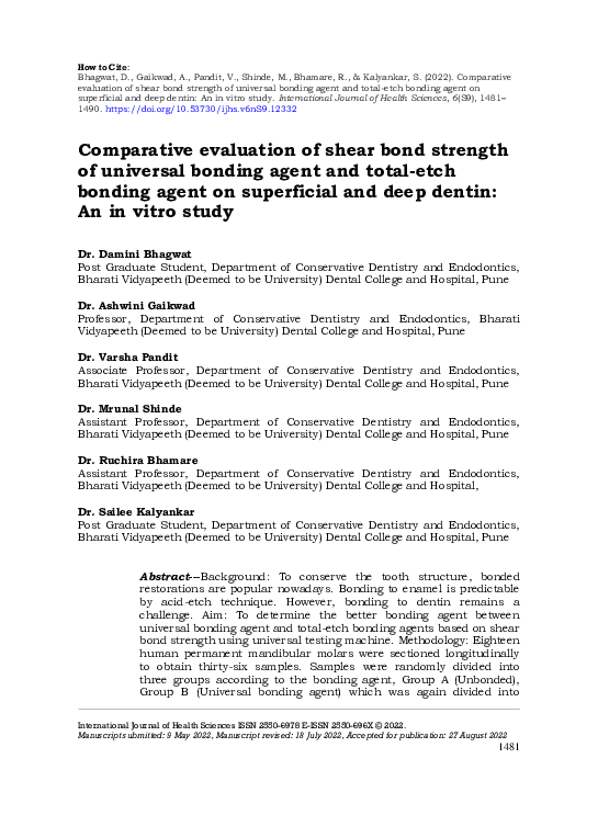 (PDF) Comparative evaluation of shear bond strength of universal