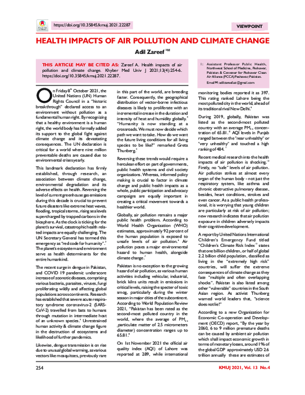 (PDF) Health Impacts of Air Pollution and Climate Change