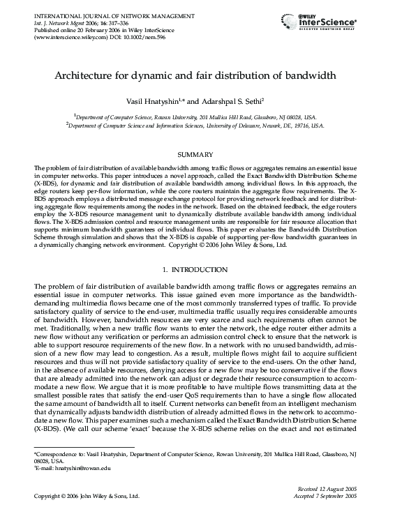 (PDF) Architecture for dynamic and fair distribution of bandwidth
