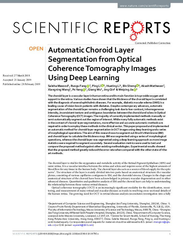 (PDF) Automatic Choroid Layer Segmentation from Optical Coherence ...