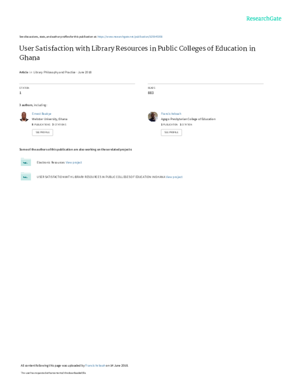 (PDF) User Satisfaction with Library Resources in Public Colleges of ...
