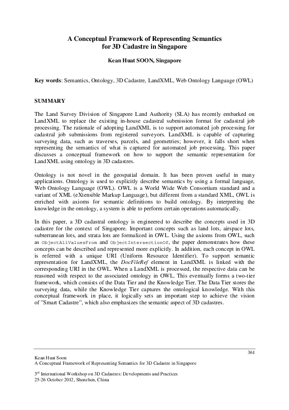 (PDF) A Conceptual Framework of Representing Semantics for 3D Cadastre ...