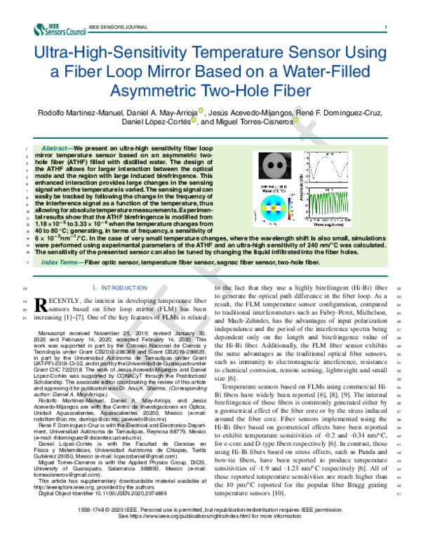(PDF) Ultra-High-Sensitivity Temperature Sensor Using a Fiber Loop ...